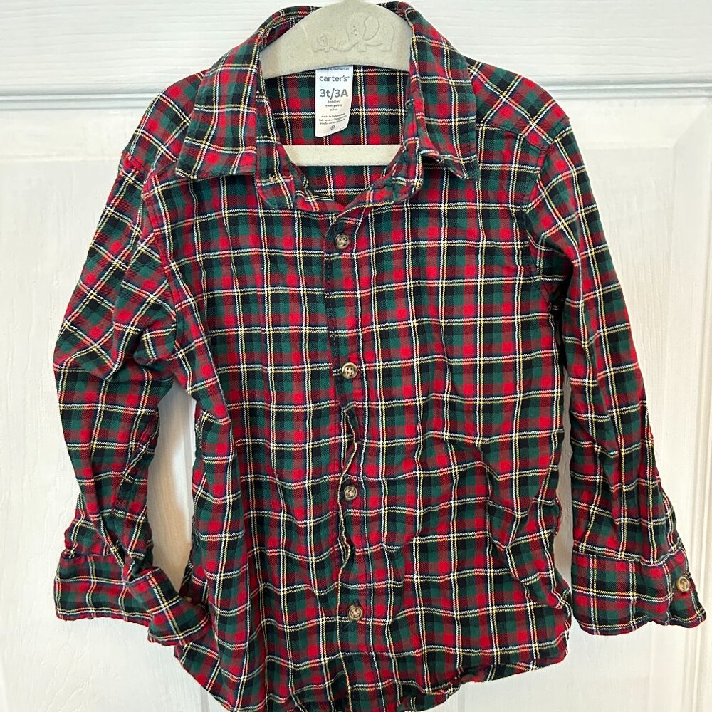 Carter's Plaid Holiday Shirt with Vest